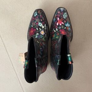 Roper Black Floral Embroidered Ankle Boots